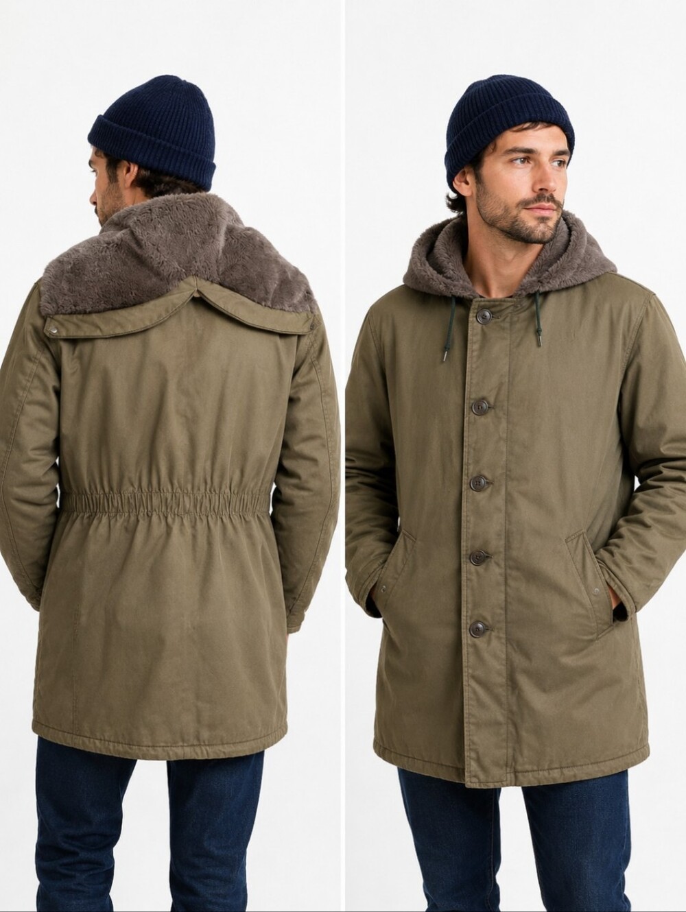 Vtg Chore Coat Outdoors Gorpcore Barn Khaki Tan Hooded Jacket  Sz L